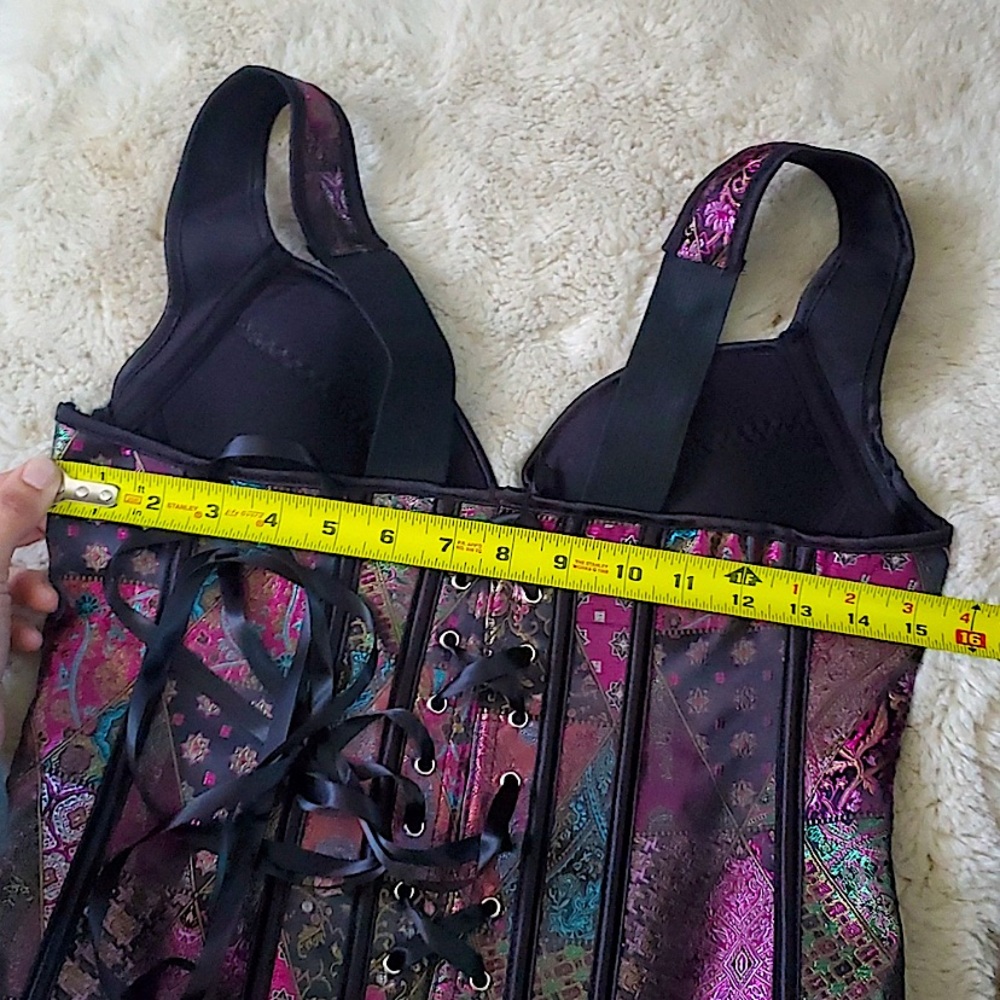 Multi Colored Side Zip Corset Top with Tie Back - Picture 2 of 7